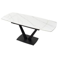 Стол АЛАТРИ (ALATRI) 120 цвет БЕЛЫЙ МРАМОР МАТОВЫЙ (MATT WHITE MARBLE) керамика / ЧЕРНЫЙ, ®DISAUR