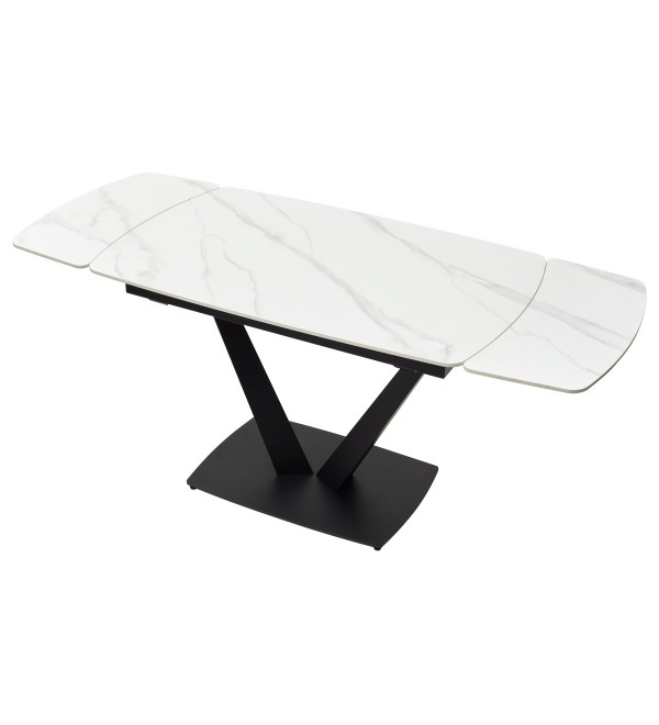 Стол АЛАТРИ (ALATRI) 120 цвет БЕЛЫЙ МРАМОР МАТОВЫЙ (MATT WHITE MARBLE) керамика / ЧЕРНЫЙ, ®DISAUR