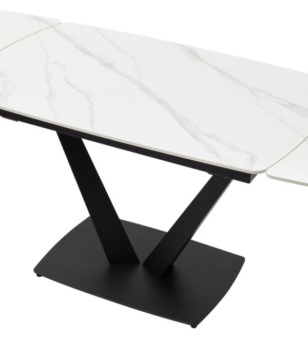Стол АЛАТРИ (ALATRI) 120 цвет БЕЛЫЙ МРАМОР МАТОВЫЙ (MATT WHITE MARBLE) керамика / ЧЕРНЫЙ, ®DISAUR