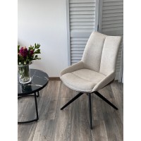 Стул ОСКАР (OSKAR) 360град, цвет БЕЖЕВЫЙ/КОРИЧНЕВЫЙ(KN01-05/BZ1046-21), ткань/ЧЕРНЫЙ каркас, ®DISAUR