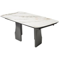 Стол БИРГЕР (BIRGER) 200 цвет KL-188 Бело-коричневый мрамор/ Темно-серый, ®DISAUR