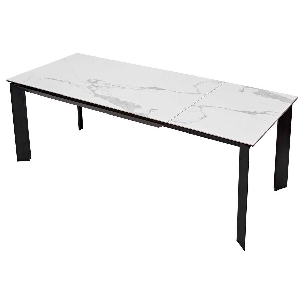 Стол КРЕМОНА (CREMONA) 140 БЕЛЫЙ МРАМОР ГЛЯНЦ (HIGH GLOSS STATUARIO), керамика/ ЧЕРНЫЙ, ®DISAUR