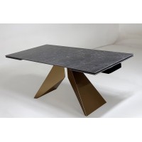 Стол АЛЕС (ALES) 180 ЧЕРНЫЙ МРАМОР (BLACK GRAVE SOLID CERAMIC), керамика / бронзовый, ®DISAUR