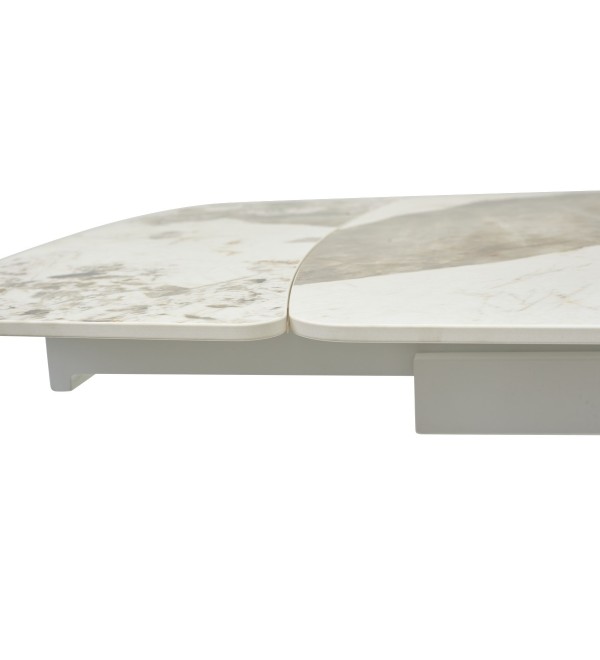 Стол РИВОЛИ (RIVOLI) 140 цвет ПАНДОРА (GLOSS LUXURY PANDORA SOLID CERAMIC) / БЕЛЫЙ, ®DISAUR