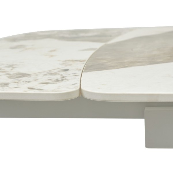 Стол РИВОЛИ (RIVOLI) 140 цвет ПАНДОРА (GLOSS LUXURY PANDORA SOLID CERAMIC) / БЕЛЫЙ, ®DISAUR