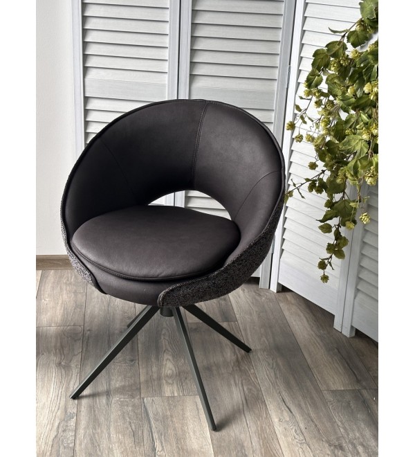 Стул АНАБЕЛЬ (ANABEL) 360 град. поворот Черный  Maison 99# / OTE COBBLE 457 / серый каркас, ®DISAUR