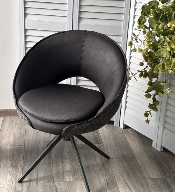 Стул АНАБЕЛЬ (ANABEL) 360 град. поворот Черный  Maison 99# / OTE COBBLE 457 / серый каркас, ®DISAUR