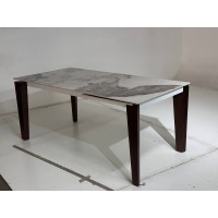Стол ЭЗМИР (ESMIR) 180 цвет ПАНДОРА (GLOSS LUXURY PANDORA SOLID CERAMIC) / ОРЕХ, ®DISAUR