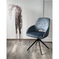 Стул БЕРРИС (BERRIES) 360 град. Синий Loris-37, велюр / темно-синий 7525-56 / черный каркас, DISAUR