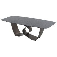 Стол ТОВЕ (TOVE) 240 цвет ЧЕРНЫЙ (GREY), стекло BUBBLE  / Шоколадное золото  ®DISAUR