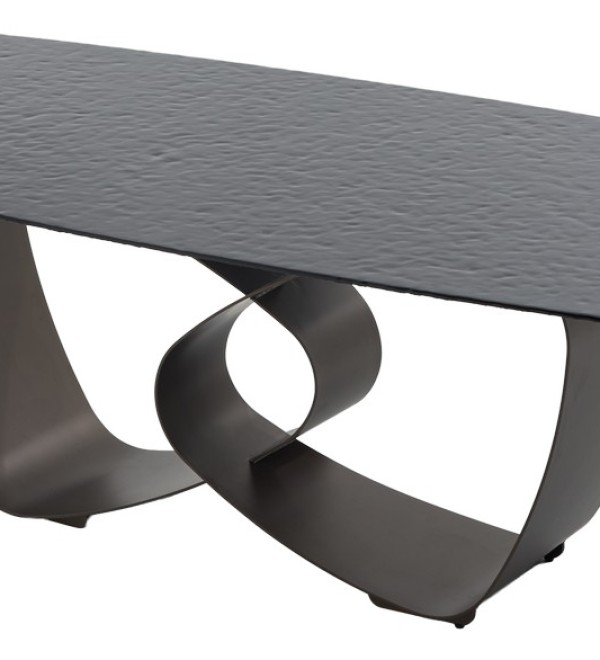 Стол ТОВЕ (TOVE) 240 цвет ЧЕРНЫЙ (GREY), стекло BUBBLE  / Шоколадное золото  ®DISAUR
