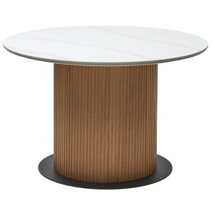 Стол МЕСА (MESA) D120 цвет БЕЛЫЙ МРАМОР M326 / ДУБ, ®DISAUR