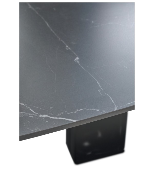 Стол БАЛД (BALDE)120 цвет ЧЕРНЫЙ МРАМОР МАТОВЫЙ (MATT BLACK MARBLE SOLID CERAMIC)/ ЧЕРНЫЙ, ®DISAUR