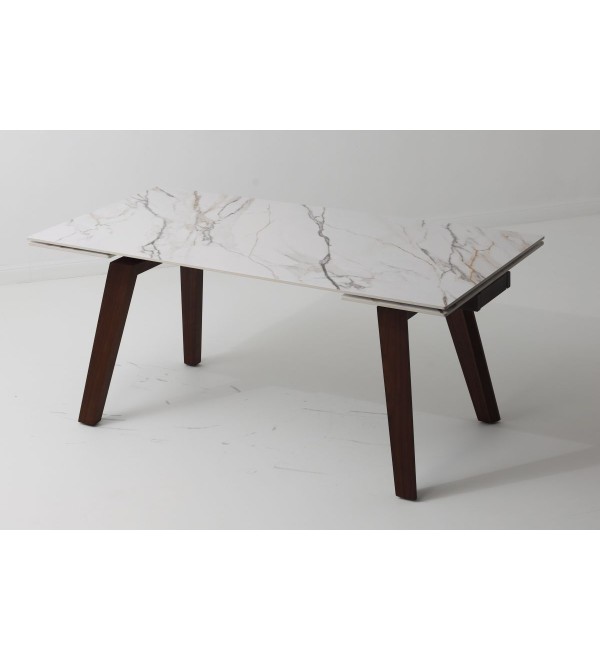 Стол БЭТИС (BETIS) 180 цвет Мрамор (MATTE GILDED WHITE SOLID CERAMIC) / Орех (WALNUT), ®DISAUR