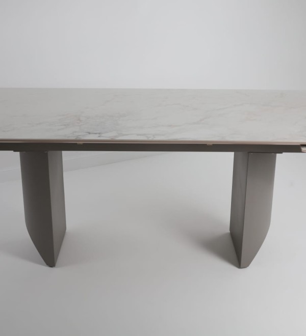 Стол ПУАНТО 200 цвет КРЕМ (BRECHA CREMA ELEGANCE), керамика / Латте каркас