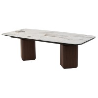 Стол ТЕРРА (TERRA) 240-360 Бежевый мрамор TL-331, испанская керамика / орех, ®DISAUR