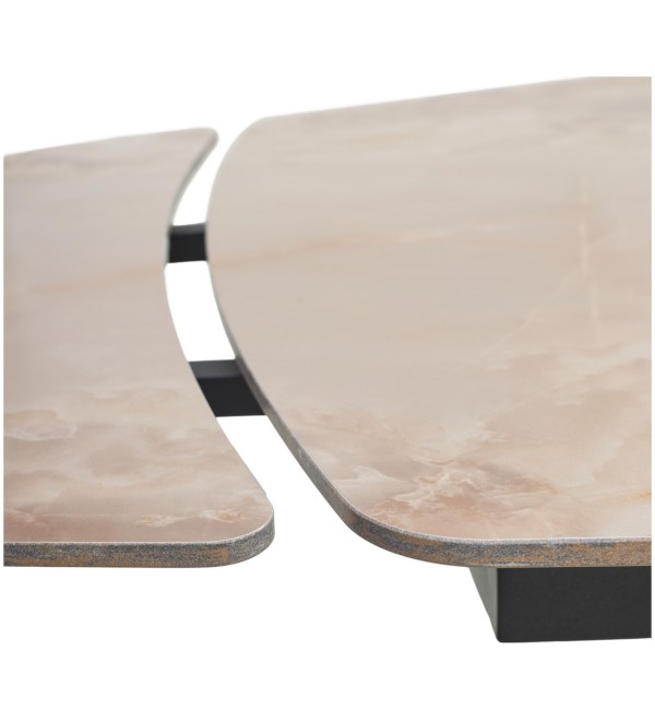 Стол АЛАТРИ (ALATRI) 120 АМБЕР ЖАДЕ ГЛЯНЦЕВЫЙ (GLOSS AMBER JADE) керамика /ЧЕРНЫЙ, ®DISAUR