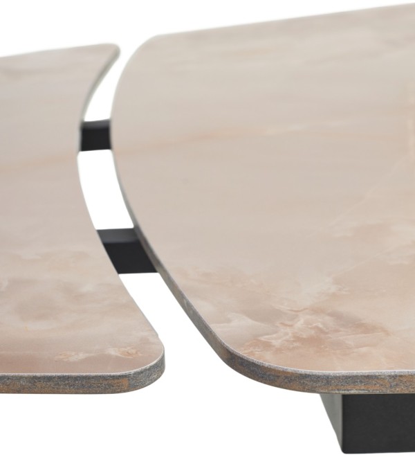 Стол АЛАТРИ (ALATRI) 120 АМБЕР ЖАДЕ ГЛЯНЦЕВЫЙ (GLOSS AMBER JADE) керамика /ЧЕРНЫЙ, ®DISAUR