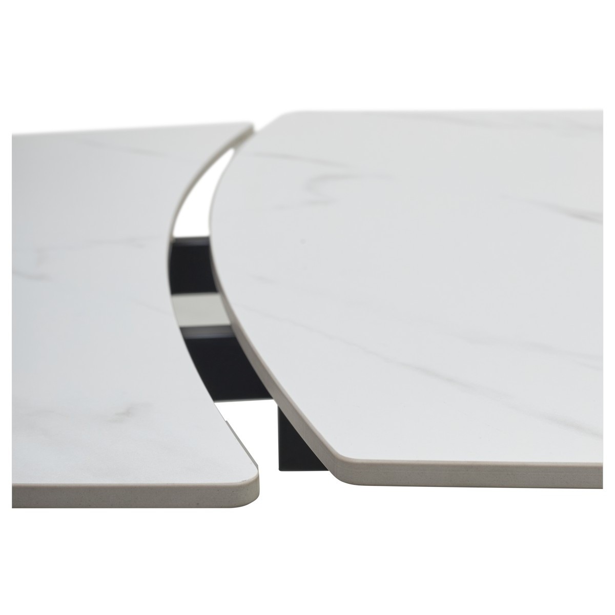 Стол БАЛД (BALDE) 140 цвет БЕЛЫЙ МРАМОР МАТОВЫЙ (MATT WHITE MARBLE SOLID CERAMIC) / ЧЕРНЫЙ, ®DISAUR