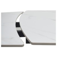 Стол БАЛД (BALDE) 140 цвет БЕЛЫЙ МРАМОР МАТОВЫЙ (MATT WHITE MARBLE SOLID CERAMIC) / ЧЕРНЫЙ, ®DISAUR