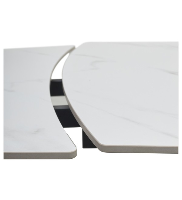 Стол БАЛД (BALDE) 140 цвет БЕЛЫЙ МРАМОР МАТОВЫЙ (MATT WHITE MARBLE SOLID CERAMIC) / ЧЕРНЫЙ, ®DISAUR