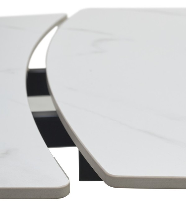 Стол БАЛД (BALDE) 140 цвет БЕЛЫЙ МРАМОР МАТОВЫЙ (MATT WHITE MARBLE SOLID CERAMIC) / ЧЕРНЫЙ, ®DISAUR