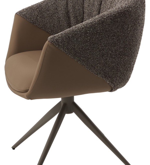 Стул ГИССЕН (GISSEN) 360 град., цвет КОФЕ HP032-08A PU / V885-1, экокожа / ткань / ЛАТТЕ, ®DISAUR