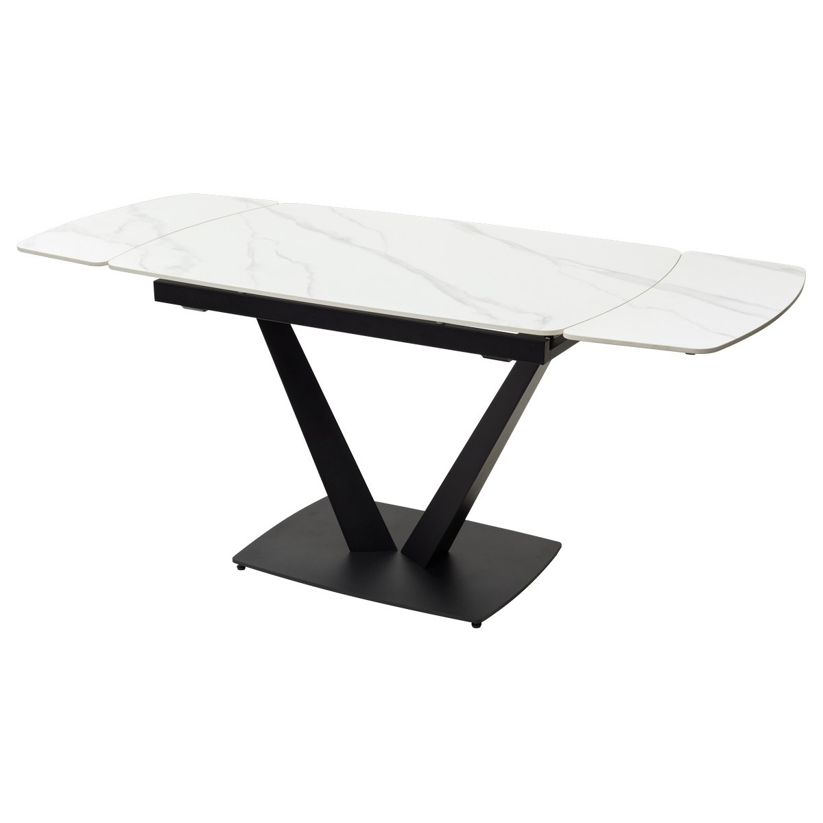 Стол АЛАТРИ (ALATRI) 120 цвет БЕЛЫЙ МРАМОР МАТОВЫЙ (MATT WHITE MARBLE) керамика / ЧЕРНЫЙ, ®DISAUR