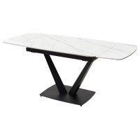 Стол АЛАТРИ (ALATRI) 120 цвет БЕЛЫЙ МРАМОР МАТОВЫЙ (MATT WHITE MARBLE) керамика / ЧЕРНЫЙ, ®DISAUR