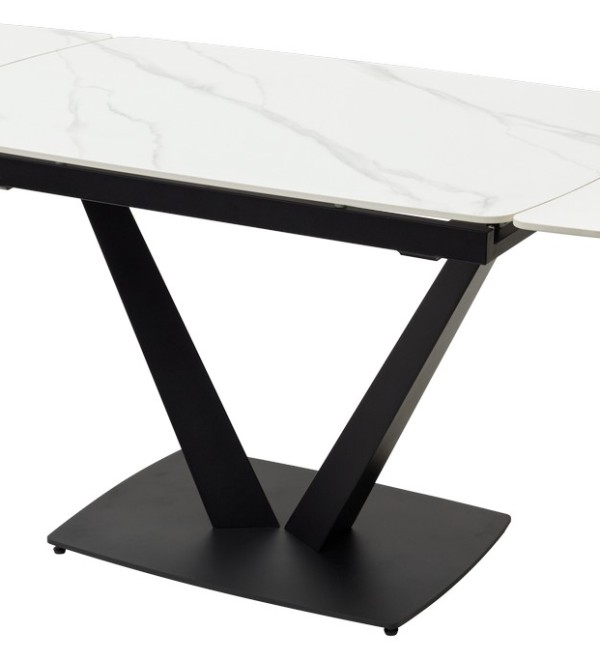 Стол АЛАТРИ (ALATRI) 120 цвет БЕЛЫЙ МРАМОР МАТОВЫЙ (MATT WHITE MARBLE) керамика / ЧЕРНЫЙ, ®DISAUR