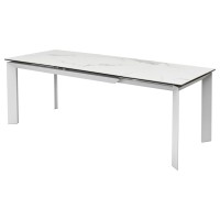 Стол КРЕМОНА (CREMONA) 140 цвет БЕЛЫЙ МРАМОР МАТОВЫЙ (MATTE STATUARIO), керамика/ БЕЛЫЙ, ®DISAUR