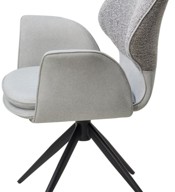 Стул ЛЕННЕ (LENNE) 360 град. поворот., цвет СЕРЫЙ MILAN-450/ MOHAIR-151, ткань/ Черный, ®DISAUR