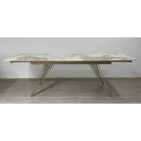 Стол АСЕРРА-1 (ACERRA-1) 160 цвет ГРАНД ЖАДЕ (GLOSS GRAND JADE, керамика/ ШАМПАНЬ, ®DISAUR
