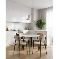 Стол МИЛТОН D89 цвет ПАНДОРА (PANDORA LIGHT 122 BG), керамика / Черный каркас