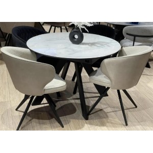 Стул АЛЬКОР (ALCOR) 360 град. поворот. BL02/BUFF02 Бежевый, ткань /кожзам / Латте каркас