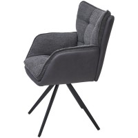 Стул ОРТЕГА (ORTEGA) 180 град.поворот.Темно-серый Brego-16, ткань/ Maison 95, PU/Черный, ®DISAUR