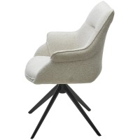 Стул ОВЕ (OVE) 360 град. поворот. RAVEN22 Бежево-белый, ткань / Черный, ®DISAUR