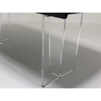 Стол ЛАУРИТЦ (LAURITS) 200 цвет ЧЕРНЫЙ (GREY), стекло BUBBLE  / Прозрачный каркас ®DISAUR