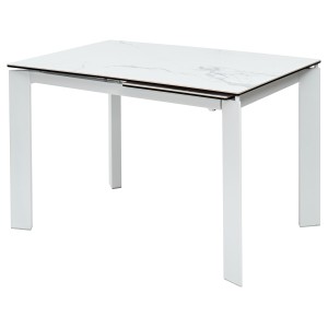 Стол КОРНЕР (CORNER) 120 цвет БЕЛЫЙ МРАМОР (HIGH GLOSS STATUARIO) керамика, стекло/ БЕЛЫЙ, ®DISAUR