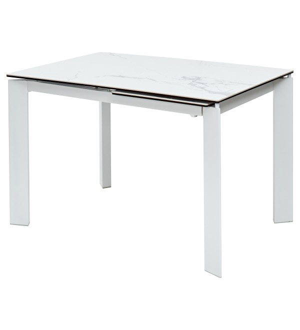Стол КОРНЕР (CORNER) 120 цвет БЕЛЫЙ МРАМОР (HIGH GLOSS STATUARIO) керамика, стекло/ БЕЛЫЙ, ®DISAUR