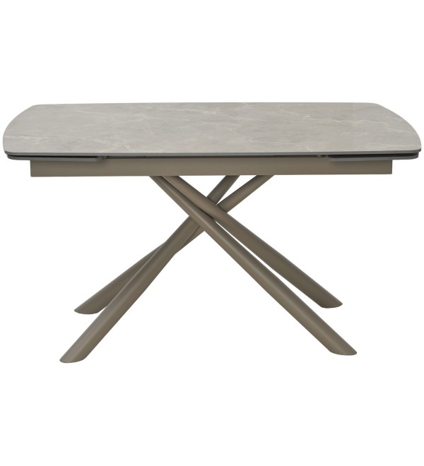 Стол РИВОЛИ (RIVOLI) 140 цвет ЛАТТЕ МАТОВЫЙ (MATT LATTE STONE SOLID CERAMIC) / ТАУПЕ, ®DISAUR