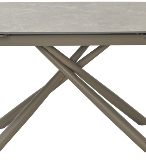Стол РИВОЛИ (RIVOLI) 140 цвет ЛАТТЕ МАТОВЫЙ (MATT LATTE STONE SOLID CERAMIC) / ТАУПЕ, ®DISAUR