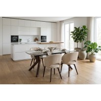 Стол КИРАН (KIRAN) 180 цвет ПАНДОРА (GLOSS LUXURY PANDORA SOLID CERAMIC) / Орех темный, ®DISAUR