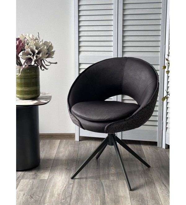 Стул АНАБЕЛЬ (ANABEL) 360 град. поворот Черный  Maison 99# / OTE COBBLE 457 / серый каркас, ®DISAUR