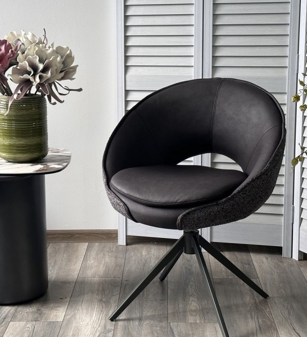 Стул АНАБЕЛЬ (ANABEL) 360 град. поворот Черный  Maison 99# / OTE COBBLE 457 / серый каркас, ®DISAUR