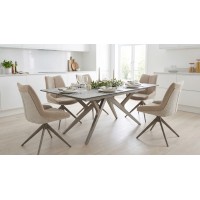Стол КОСТА (COSTA) 180 ТРАВЕРТИН (MATTE SPANISH TRAVERTINE) керамика/ Латте / Орех натур, ®DISAUR