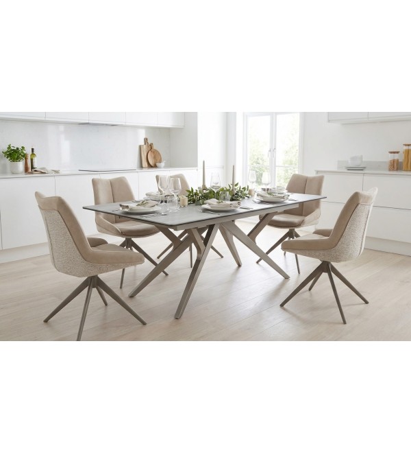Стол КОСТА (COSTA) 180 ТРАВЕРТИН (MATTE SPANISH TRAVERTINE) керамика/ Латте / Орех натур, ®DISAUR