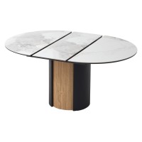 Стол БАТИСТ 115 с подсветкой цвет ПАНДОРА (PANDORA LIGHT), керамика / ДУБ АМЕРИКАНСКИЙ