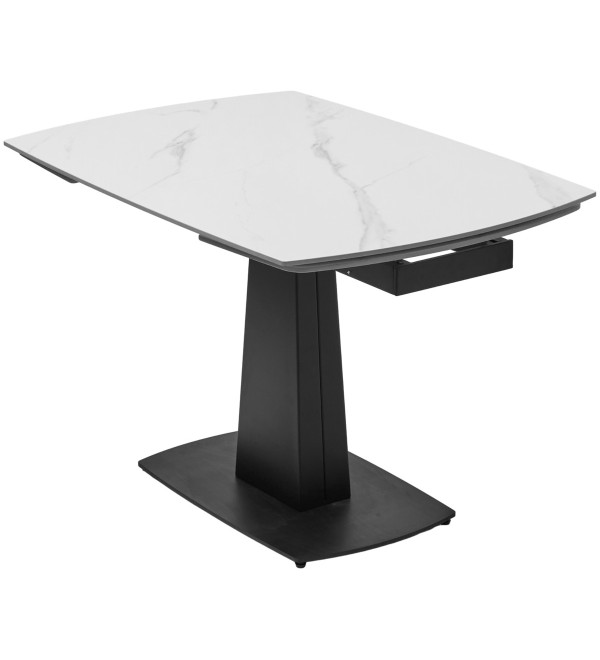 Стол БАЛД (BALDE) 140 цвет БЕЛЫЙ МРАМОР МАТОВЫЙ (MATT WHITE MARBLE SOLID CERAMIC) / ЧЕРНЫЙ, ®DISAUR