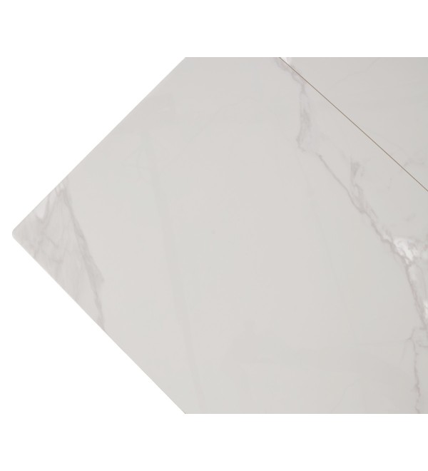 Стол КОМИЛЬФО МИНИ 100 цвет БЕЛЫЙ МРАМОР с прожилками латте, керамика / ЧЕРНЫЙ
